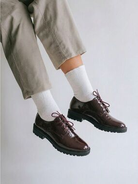 Franco Sarto Women’s Burgundy Patent Lace-Up Oxfords
